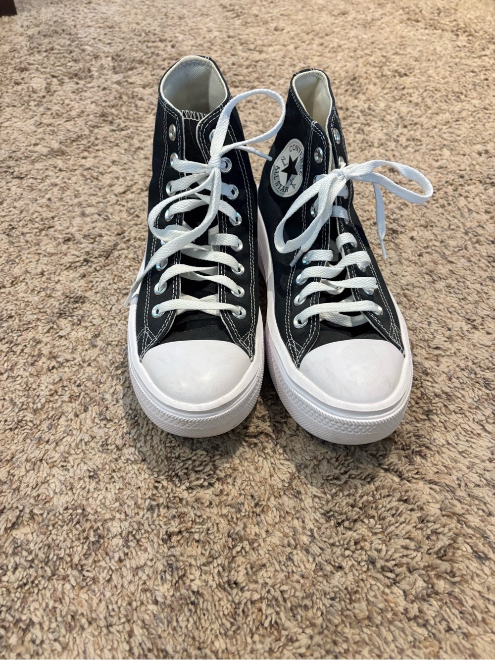 Converse Black & White High Top Sneakers, worn one time!
